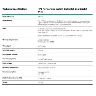 HPE Networking Instant On Switch 24p Gigabit 1430 R8R49A