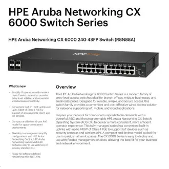HPE Aruba Networking CX 6000 24G 4SFP prekidač R8N88A OBNOVI HPE Aruba Networking CX 6000 24G 4SFP prekidač R8N88A OBNOVI