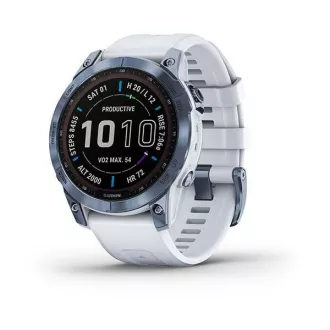 Garmin fenix 7 Sapphire Solar, Titan plava/bijela silikonska narukvica, EU Garmin fenix 7 Sapphire Solar, Titan plava/bijela silikonska narukvica, EU