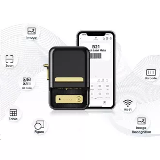 Niimbot Pisač naljepnica B21S Smart, crni + rola naljepnica 210 kom Niimbot Pisač naljepnica B21S Smart, crni + rola naljepnica 210 kom