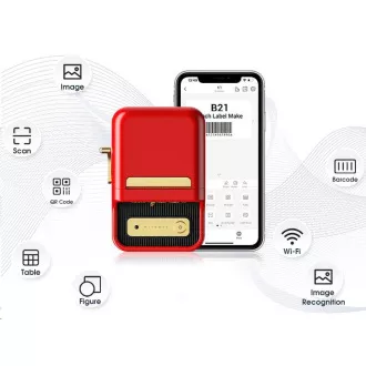 Niimbot Pisač naljepnica B21S Smart, crveni + rola naljepnica 210 kom