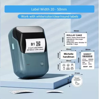 Niimbot Pisač naljepnica B1 Smart, lake blue + rola naljepnica 210 kom