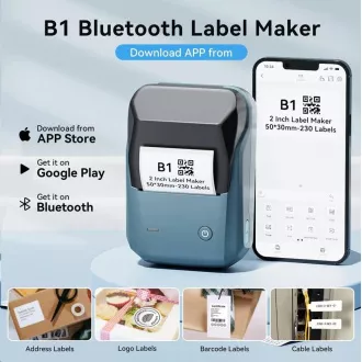 Niimbot Pisač naljepnica B1 Smart, lake blue + rola naljepnica 210 kom