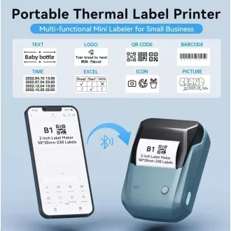 Niimbot Pisač naljepnica B1 Smart, lake blue + rola naljepnica 210 kom