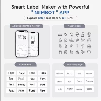 Niimbot Pisač naljepnica B1 Smart, sivi + rola naljepnica 210 kom