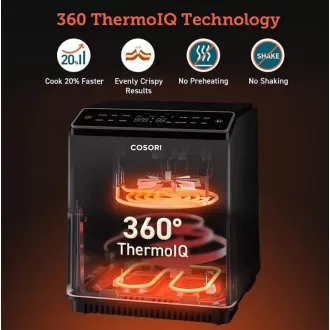 Cosori Dual Blaze 6.4L SMART friteza na vrući zrak + 5x ražanj i roštilj. rešetka, crna Cosori Dual Blaze 6.4L SMART friteza na vrući zrak + 5x ražanj i roštilj. rešetka, crna