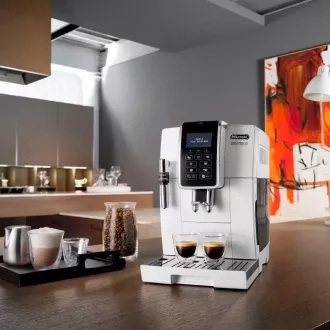 DeLonghi ECAM 350.35.W Dinamica potpuno automatski aparat za kavu, 1450 W, 15 bara, LCD zaslon, bijeli DeLonghi ECAM 350.35.W Dinamica potpuno automatski aparat za kavu, 1450 W, 15 bara, LCD zaslon, bijeli