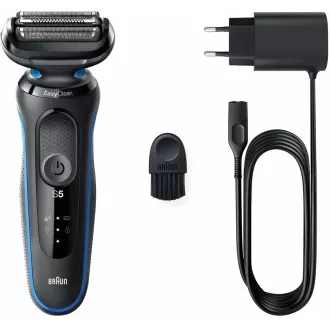 Braun Series 5 51-B1000s električni aparat za brijanje, za bradu i lice, baterija, ploča, crna/plava Braun Series 5 51-B1000s električni aparat za brijanje, za bradu i lice, baterija, ploča, crna/plava