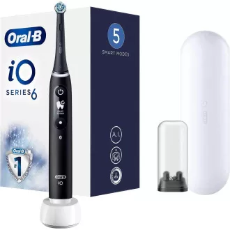 Oral-B iO6 električna četkica za zube, magnetna, 5 modova, zaslon, umjetna inteligencija, timer, crna