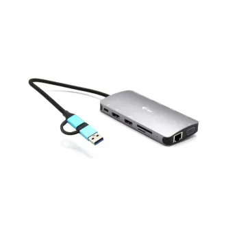 i-tec USB 3.0 USB-C/Thunderbolt 3x Display Metal Nano Dock s LAN-om, PD 100 W