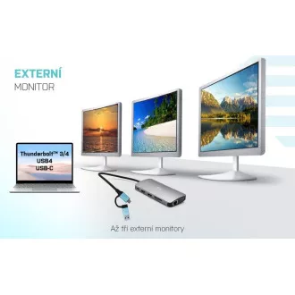 i-tec USB 3.0 USB-C/Thunderbolt 3x Display Metal Nano Dock s LAN-om, PD 100 W