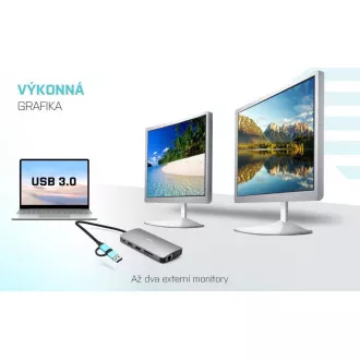 i-tec USB 3.0 USB-C/Thunderbolt 3x Display Metal Nano Dock s LAN-om, PD 100 W