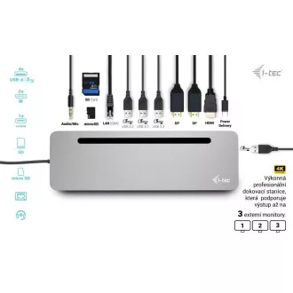 i-tec USB-C metalna ergonomska 4K 3x priključna stanica za zaslon, PD 100 W + i-tec univerzalni punjač 100 W (komplet) i-tec USB-C metalna ergonomska 4K 3x priključna stanica za zaslon, PD 100 W + i-tec univerzalni punjač 100 W (komplet)
