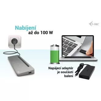 i-tec USB-C metalna ergonomska 4K 3x priključna stanica za zaslon, PD 100 W + i-tec univerzalni punjač 100 W (komplet) i-tec USB-C metalna ergonomska 4K 3x priključna stanica za zaslon, PD 100 W + i-tec univerzalni punjač 100 W (komplet)