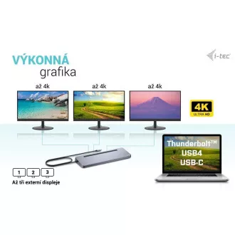 i-tec USB-C metalna ergonomska 4K 3x priključna stanica za zaslon, PD 100 W + i-tec univerzalni punjač 100 W (komplet) i-tec USB-C metalna ergonomska 4K 3x priključna stanica za zaslon, PD 100 W + i-tec univerzalni punjač 100 W (komplet)