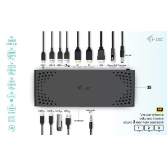 i-tec USB-C priključna stanica s tri zaslona Gen 2, PD 100 W