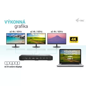 i-tec USB-C priključna stanica s tri zaslona Gen 2, PD 100 W