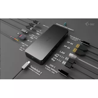 i-tec Thunderbolt4 2x Display Docking Station Gen3, 7x USB, 2.5 GLAN, PowerDelivery 92 W