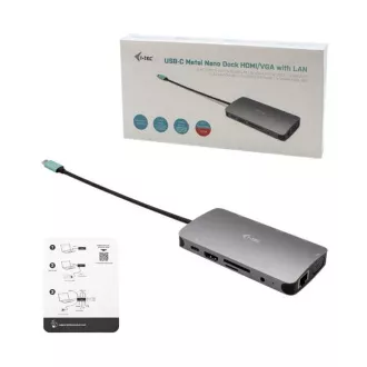 i-tec USB-C Metal Nano Dock HDMI/VGA s LAN-om + napajanje 100 W + punjač 100 W (komplet)