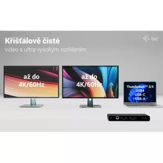 i-tec univerzalna priključna stanica s dva 4K zaslona, isporuka snage 85 W