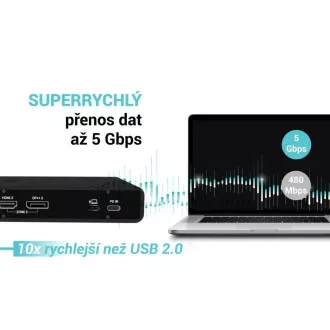 i-tec univerzalna priključna stanica s dva 4K zaslona, isporuka snage 85 W + i-tec USB-C punjač 100 W