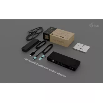 i-tec univerzalna priključna stanica s dva 4K zaslona, isporuka snage 85 W + i-tec USB-C punjač 100 W