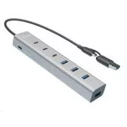 i-tec USB-C/USB-A metalni HUB za punjenje sa 7 priključaka (3x USB-C, 4x USB-A)