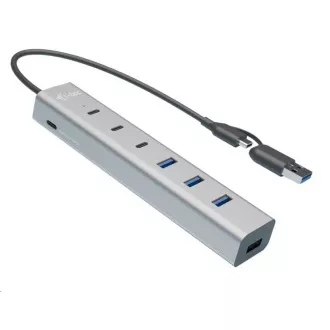i-tec USB-C/USB-A metalni HUB za punjenje sa 7 priključaka (3x USB-C, 4x USB-A)