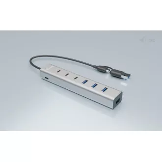 i-tec USB-C/USB-A metalni HUB za punjenje sa 7 priključaka (3x USB-C, 4x USB-A)