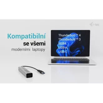 i-tec USB-C/USB-A metalni HUB za punjenje sa 7 priključaka (3x USB-C, 4x USB-A)