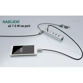i-tec USB-C/USB-A metalni HUB za punjenje sa 7 priključaka (3x USB-C, 4x USB-A)
