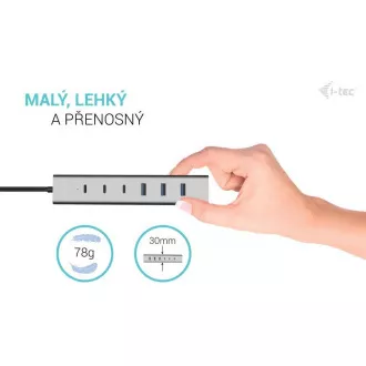 i-tec USB-C/USB-A metalni HUB za punjenje sa 7 priključaka (3x USB-C, 4x USB-A)