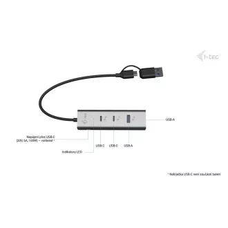 i-tec Univerzalni metalni punjač HUB 2x USB-C + 2x USB-A priključak, PD 85W
