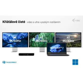 i-tec Thunderbolt4 3x priključna stanica za zaslon, napajanje 96 W i-tec Thunderbolt4 3x priključna stanica za zaslon, napajanje 96 W