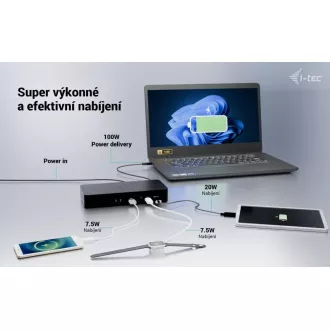 i-tec Univerzalna inteligentna priključna stanica za dva zaslona, napajanje 100 W i-tec Univerzalna inteligentna priključna stanica za dva zaslona, napajanje 100 W