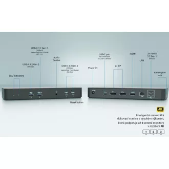 i-tec USB-C inteligentna priključna stanica s tri zaslona, napajanje 100 W i-tec USB-C inteligentna priključna stanica s tri zaslona, napajanje 100 W
