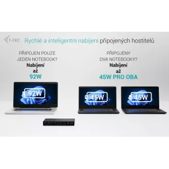 i-tec USB-C KVM priključna stanica za 3 hosta, dvostruki zaslon, napajanje 1x 92W/2x 65W