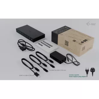 i-tec USB-C KVM priključna stanica za 3 hosta, dvostruki zaslon, napajanje 1x 92W/2x 65W