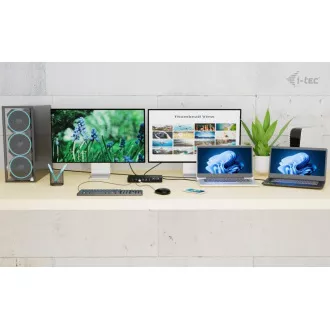 i-tec USB-C KVM priključna stanica za 3 hosta, dvostruki zaslon, napajanje 1x 92W/2x 65W