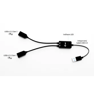 i-tec USB-A kabelski razdjelnik 2 priključka (2x USB-A)