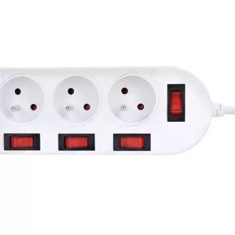 Produžni kabel Solight, 5 utičnica, bijeli, 6x prekidač, 2m