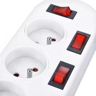 Produžni kabel Solight, 5 utičnica, bijeli, 6x prekidač, 2m