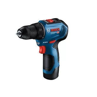 BOSCH GSR 12V-30, aku bušilica-odvijač, 0 – 420 / 0 – 1.600 o/min, 8 mm, set bitova i bušilica, torba