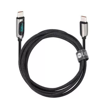 Solight USB-C kabel s zaslonom, USB-C konektor - USB-C konektor, 100W, 1m