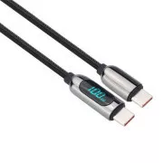 Solight USB-C kabel sa zaslonom, USB-C konektor - USB-C konektor, 100W, 2m