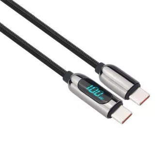 Solight USB-C kabel sa zaslonom, USB-C konektor - USB-C konektor, 100W, 2m