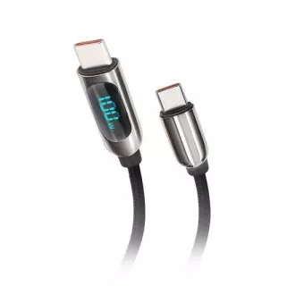 Solight USB-C kabel sa zaslonom, USB-C konektor - USB-C konektor, 100W, 2m