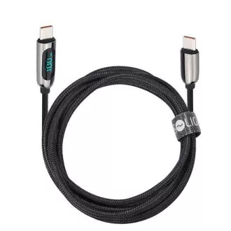 Solight USB-C kabel sa zaslonom, USB-C konektor - USB-C konektor, 100W, 2m