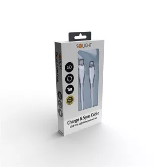 Solight USB-C/Lightning kabel, USB-C konektor - Lightning konektor, silikon, 1m Solight USB-C/Lightning kabel, USB-C konektor - Lightning konektor, silikon, 1m