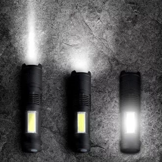 Solight LED punjiva svjetiljka sa zumom, 100lm + 70lm, Li-Ion, USB, crna